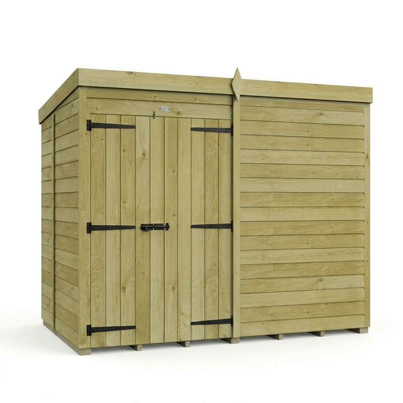 Total Sheds 8ft x 5ft Pent Garden Shed - Double Door - No Windows - Pressure Treated Timber - UK Manufactured