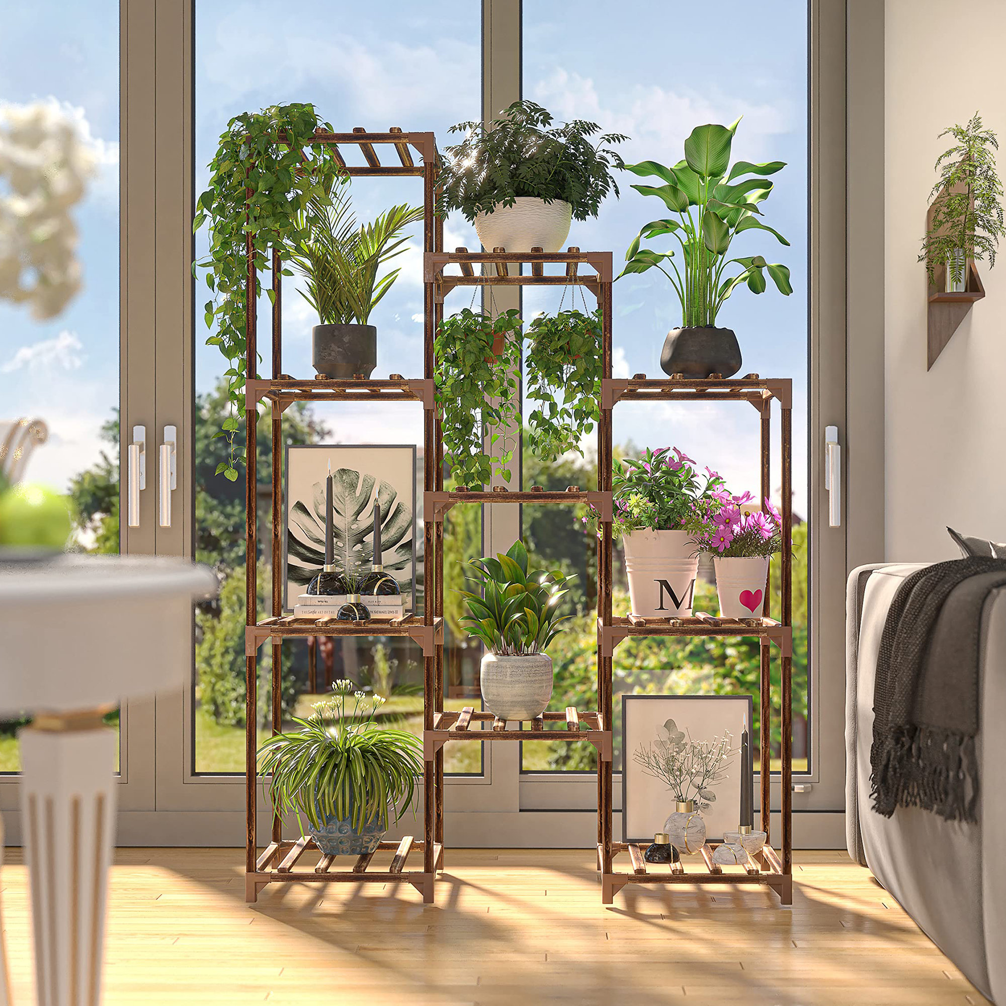 Arlmont & Co. 7-layer large wooden plant rack multi-layer flower rack ...