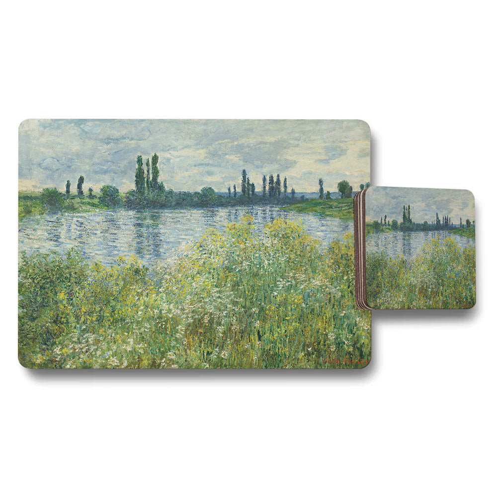 Impressionist Lake Landscape Placemat And Coaster Set