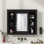 Armoire de rangement murale de salle de bain 35 po x 28 po, armoire à pharmacie, armoire murale moderne avec miroir, armoire à miroir avec 6 tablettes ouvertes (meuble-lavabo non inclus)
