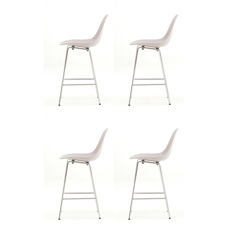 TA Bar & Counter Stool, Chrome, Counter Stool (25.6" Seat Hight), Cool Gray