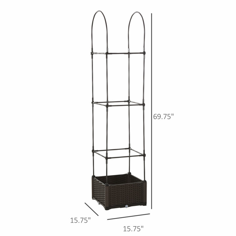 Lit de jardin surélevé avec treillis pour plantes grimpantes