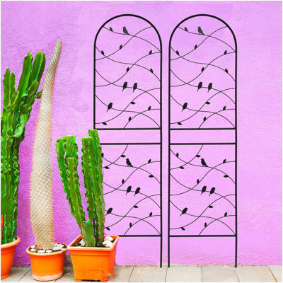 Paquet de 2 treillis de jardin en métal 71 po x 19,7 po antirouille pour plantes grimpantes pour l'extérieur
