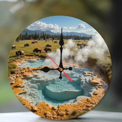 Yellowstone Bison Hot Springs Landscape Photo Print