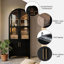 Armoire de cuisine, armoire de ferme arquée avec porte en verre, tablettes réglables et tiroir caché-928439015