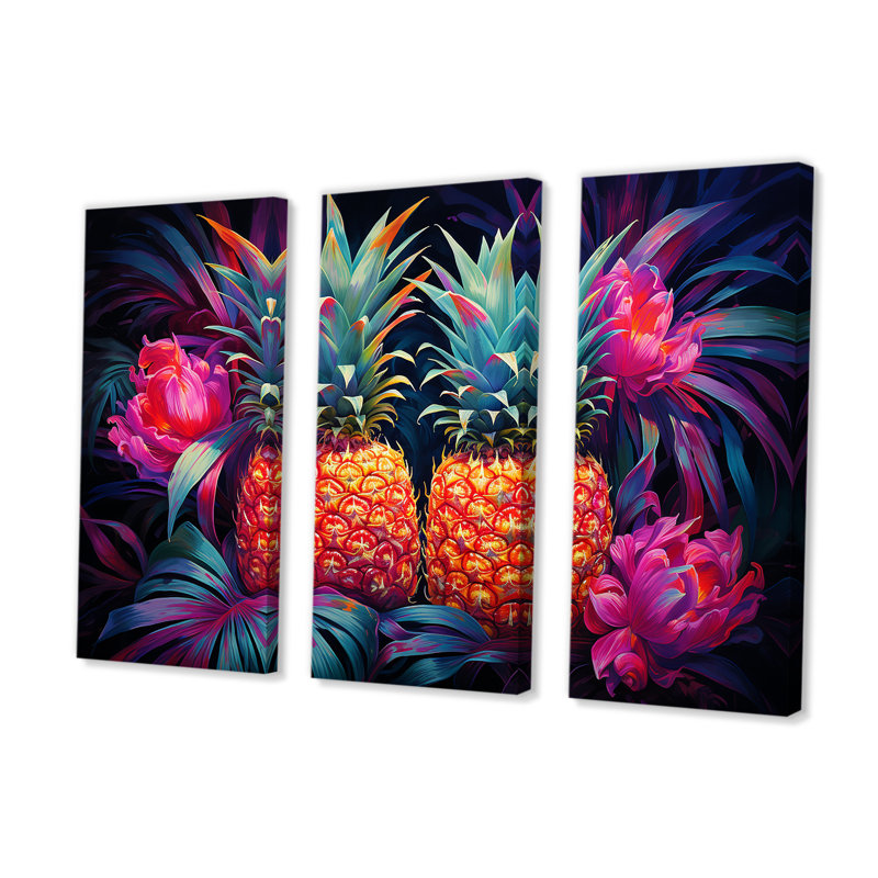 Ensemble de décoration murale Neon Pinapple Nectar - Ananas, H 32 po x l 48 po x P 1 po