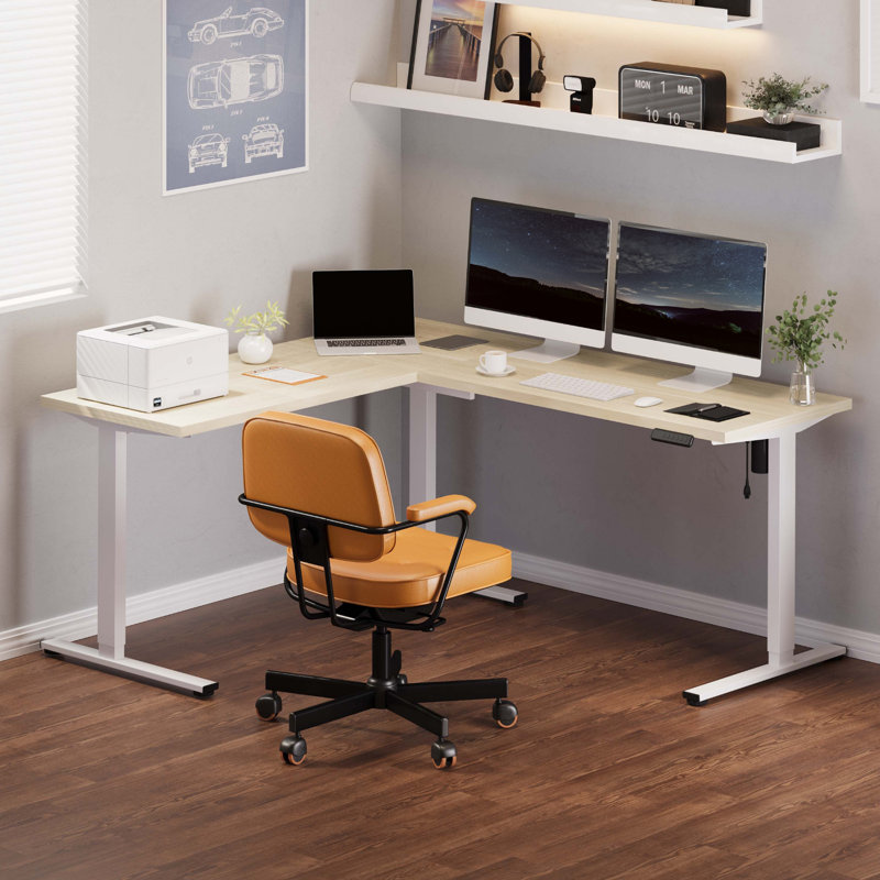 Bureau pour travailler debout en L 71 po, H 45,9 po x l 71 po x P 63 po, Érable / Blanc