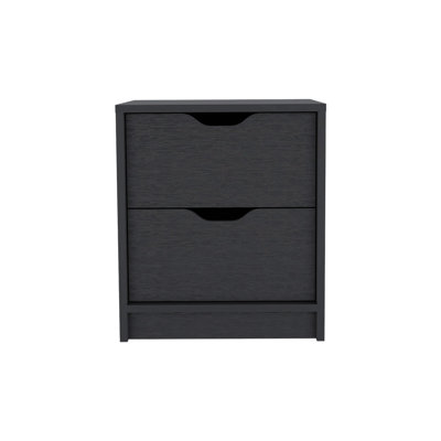 Table de chevet, deux tiroirs, finition wengé noir