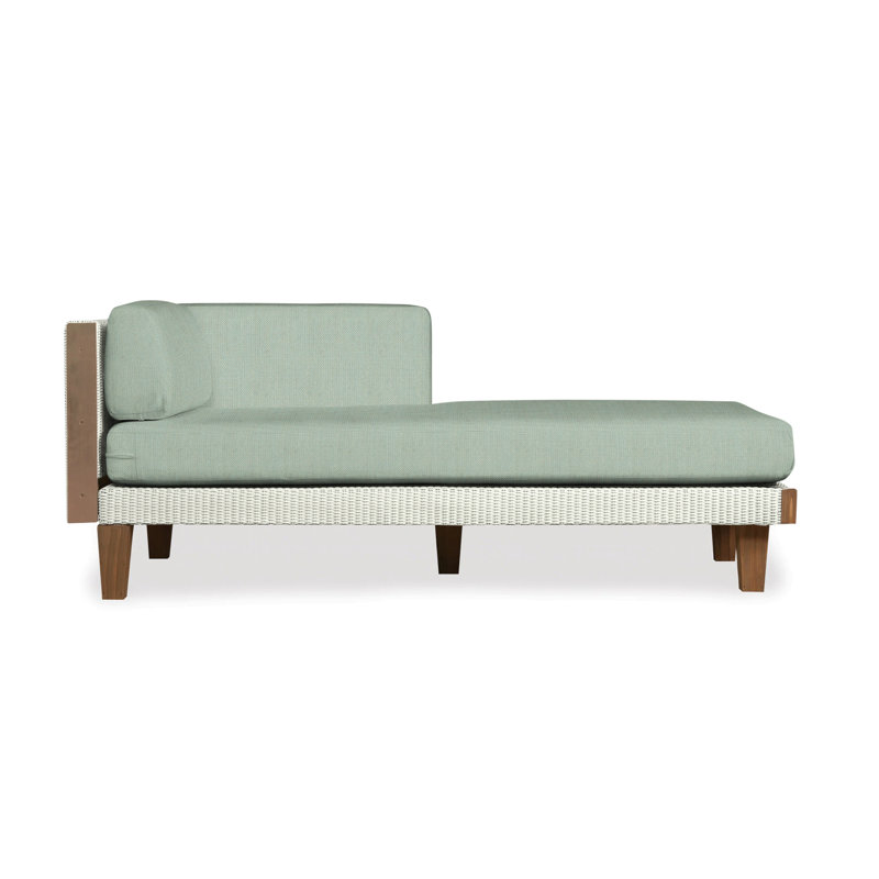 Catalina Outdoor Teak Chaise Lounge, Sailcloth Seagull, Ivory