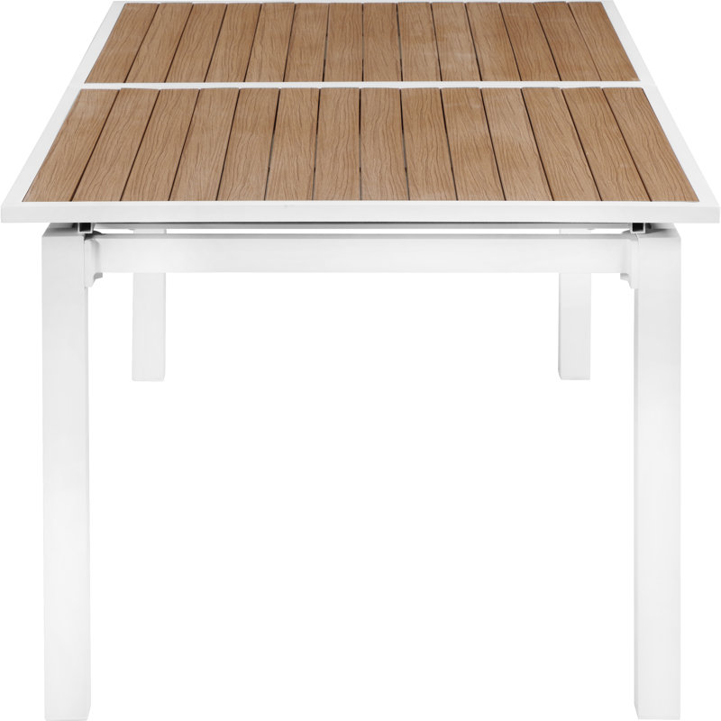Noonan Rectangular Metal Extendable Outdoor Dining Table , 100.5'' in. W 39'' in. D, Brown/White