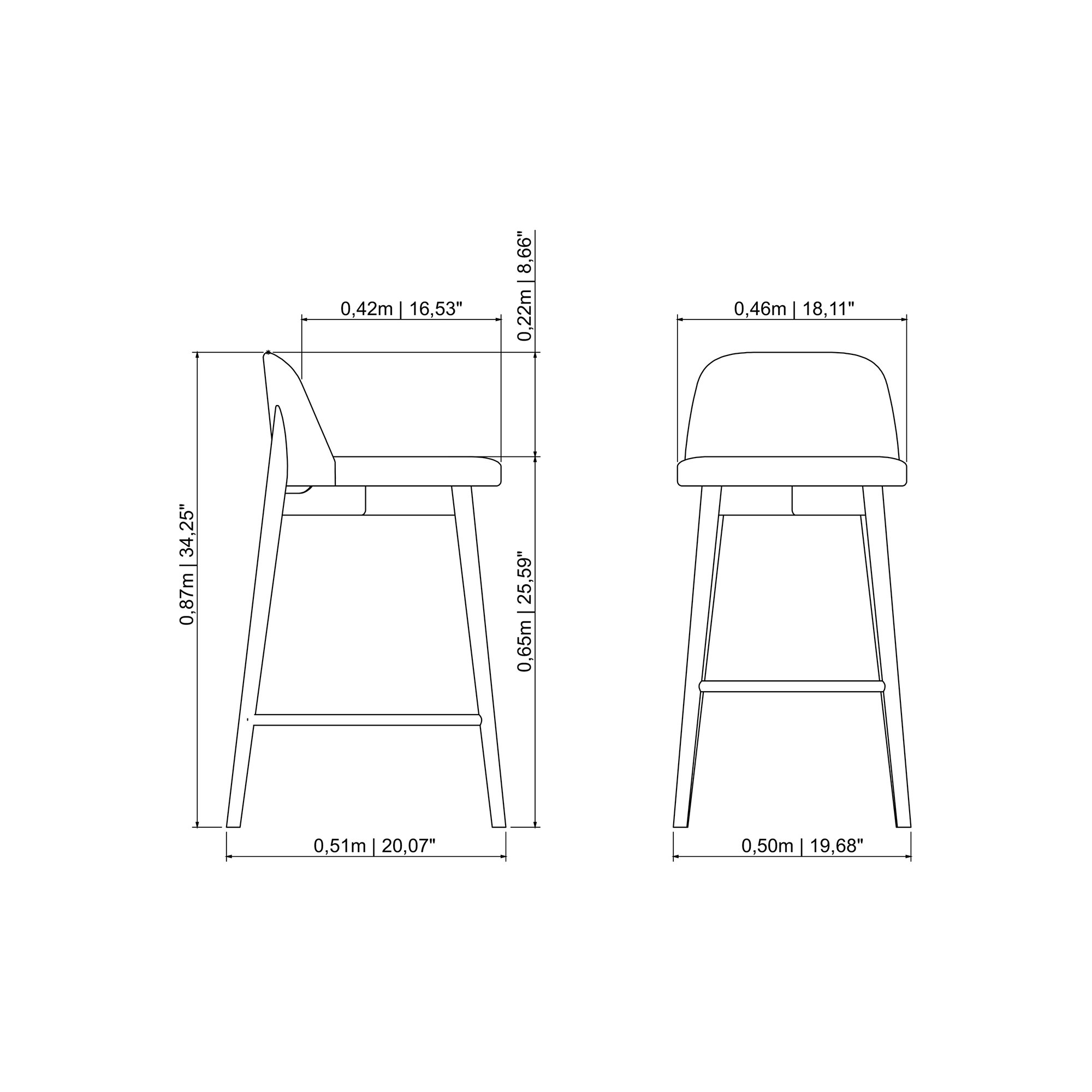 Nikita Tonia Bar/Counter Stool - Texan Burnish Guardian Seat - Domasco Frame, Counter Stool (25.5" Seat Height)