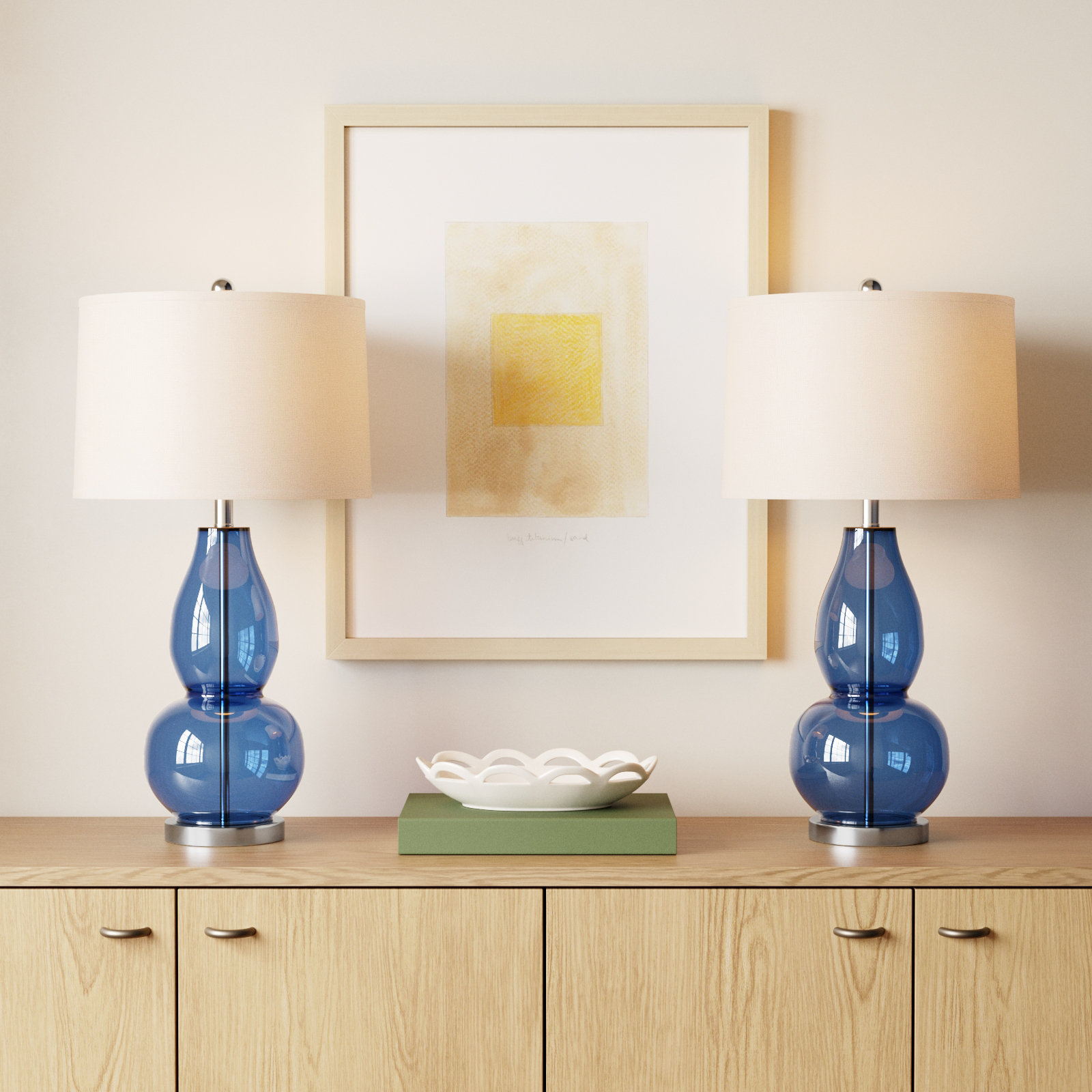 Parkston Table Lamp, Blue/White Shade