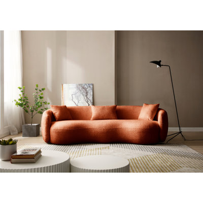 Style Mid-Century incurvé, bouclé, orange, pour chambre à coucher, bureau, appartement, salon spacieux en tissu confortable, bureau