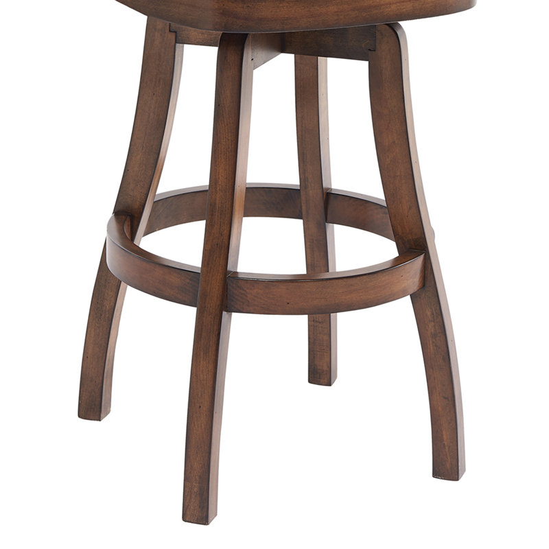 Tabouret de bar / de comptoir pivotant sans accoudoirs en bois et similicuir Shockley, Kahlua, Châtaigne