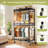Clothes Rack with Wheels, Heavy Duty 3-Tier Metal Rolling Organizer | 2 Hanging Rods | Side Hooks | Black