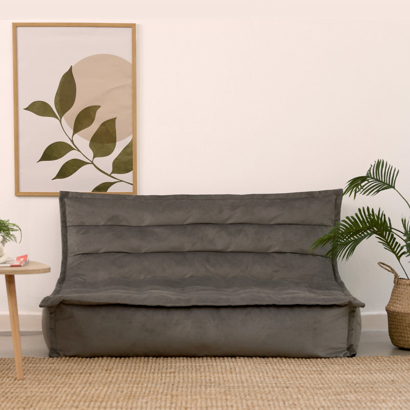 icon Kota  Velvet Sofa Bean Bag, Olive Green, Charcoal Grey