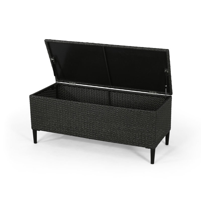 Banc de rangement en rotin pour l'extérieur, Gris