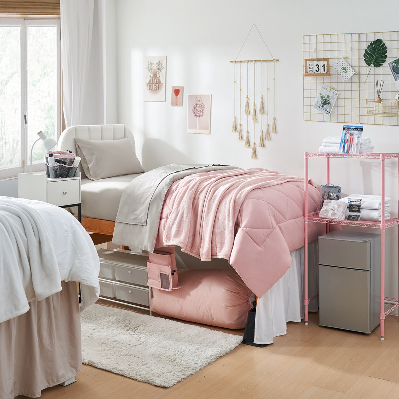 Ensemble d'édredon réversible en microfibre 44 pièces, Rose / gris / beige
