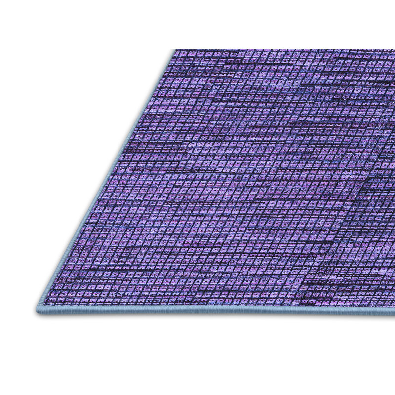 Tapis bleu en laine et polyester tissé à la machine 2 pi x 3 pi