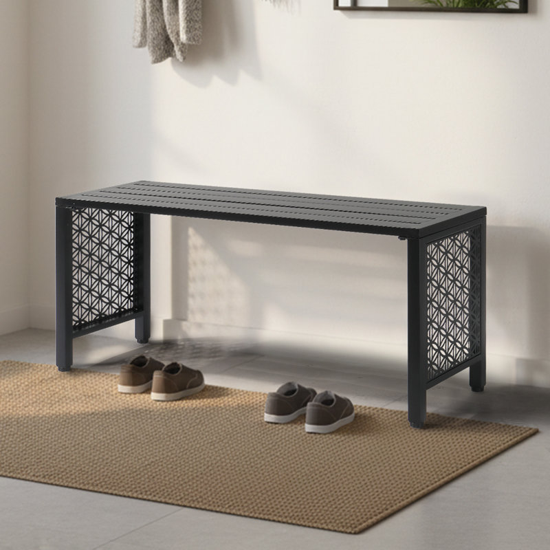 Banc de patio en métal 39,3 pouces, Noir