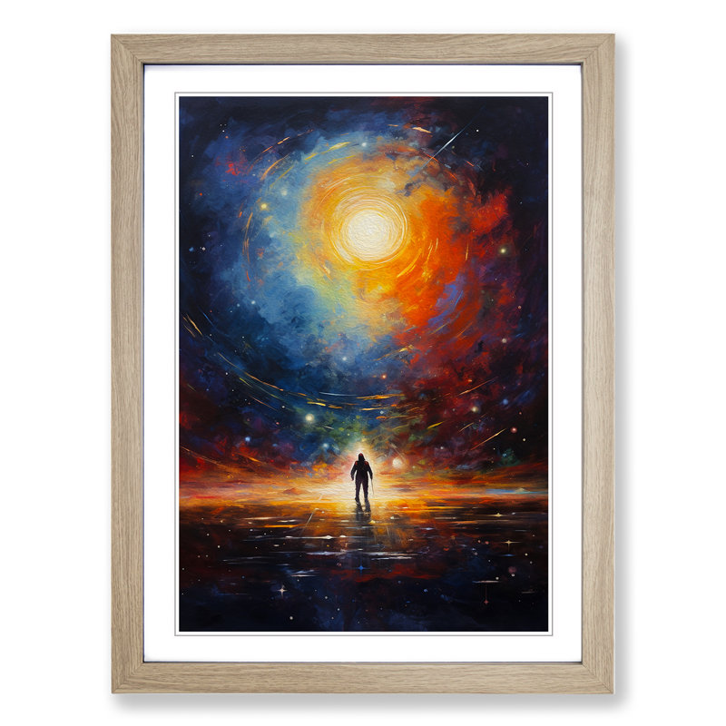 Universe Action Painting Art - Framed Print, Oak Framed, 34cm H x 25cm W