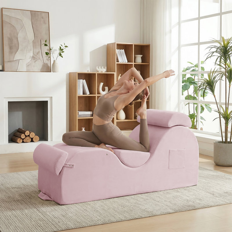 Chaise longue en velours S-Curve, rose, Rose