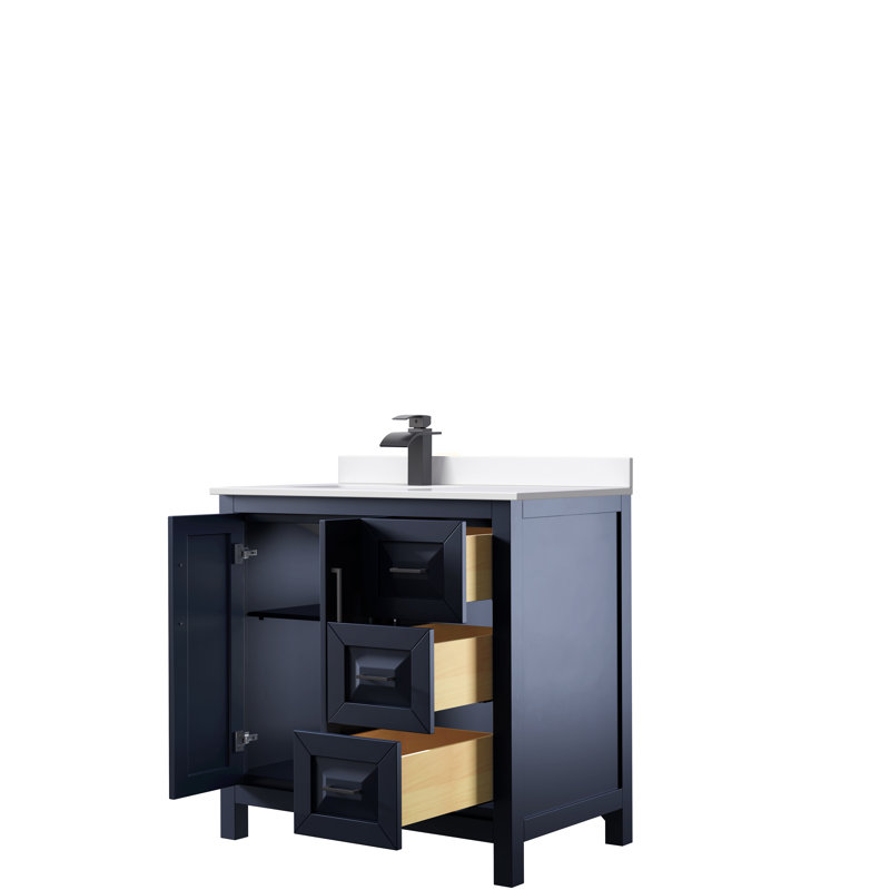 Daria 36'' W Single Vanity, Matte Black, Dark Blue, White Cultured Marble