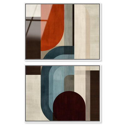 Ensemble de décoration murale de bureau Midcentury Echo III, impression acrylique encadrée, par Art Remedy, cadre blanc, 44 x 33