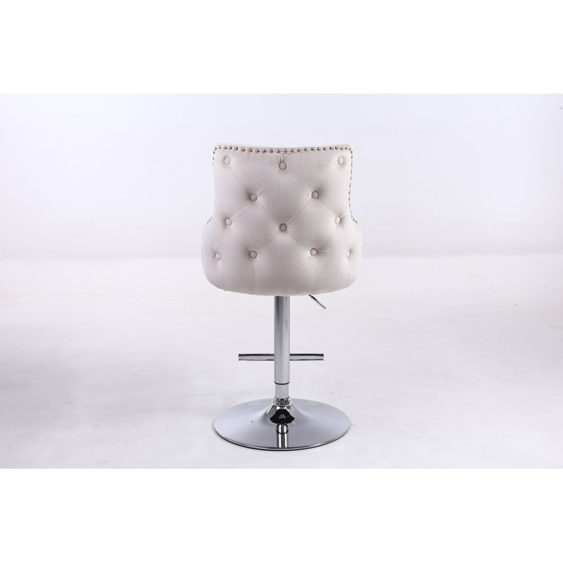 Swifton Swivel Upholstered Adjustable Height Counter Stool with Metal Frame, Cream