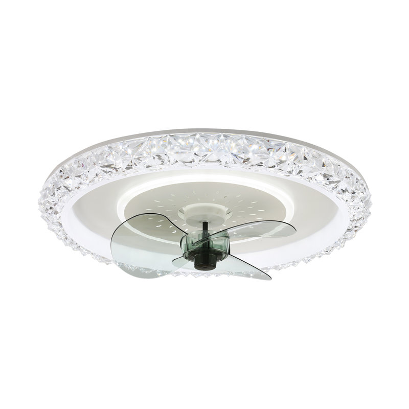 19" Flush Mount Modern Ceiling Fan with Lights and Remote, Smart Fandelier with 6 Speeds