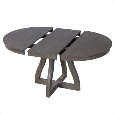 Table de salle à manger à rallonge ronde Trexm pour 4-6, feuille centrale de 16 po, pieds de table courbés, table de cuisine de ferme pour la cuisine, le salon, l’appartement (espresso)