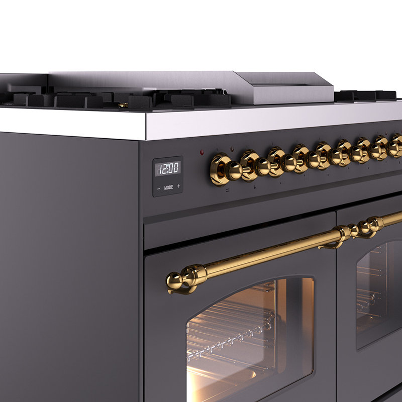 ILVE Nostalgie II 40 in Dual Fuel Range, Natural Gas, Blue Gray/Bronze