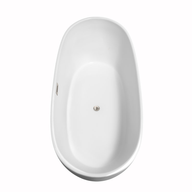 Rebecca 70'' x 32'' Soaking Acrylic Bathtub, Brushed Nickel