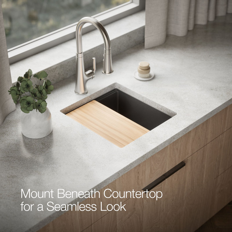 Billings Undermount Bar Sink With Accessories, Black