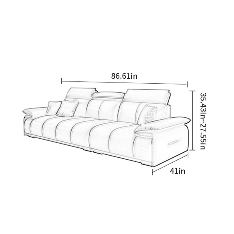 American minimalist and luxurious sofa, 4, 35.43" H x 86.61" W x 41" D