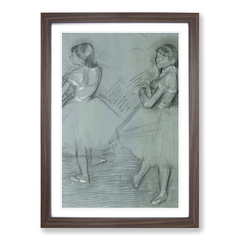 Study of Ballet Ballerina Dancers Vol.2 by Edgar Degas - Picture Frame Painting, 48cm H x 36cm W x 2cm D, Walnut Framed