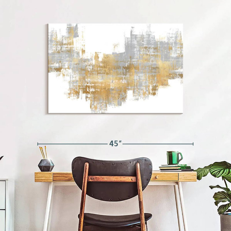 Avery Dynamic Gold On Grey II, 26" H x 39" W
