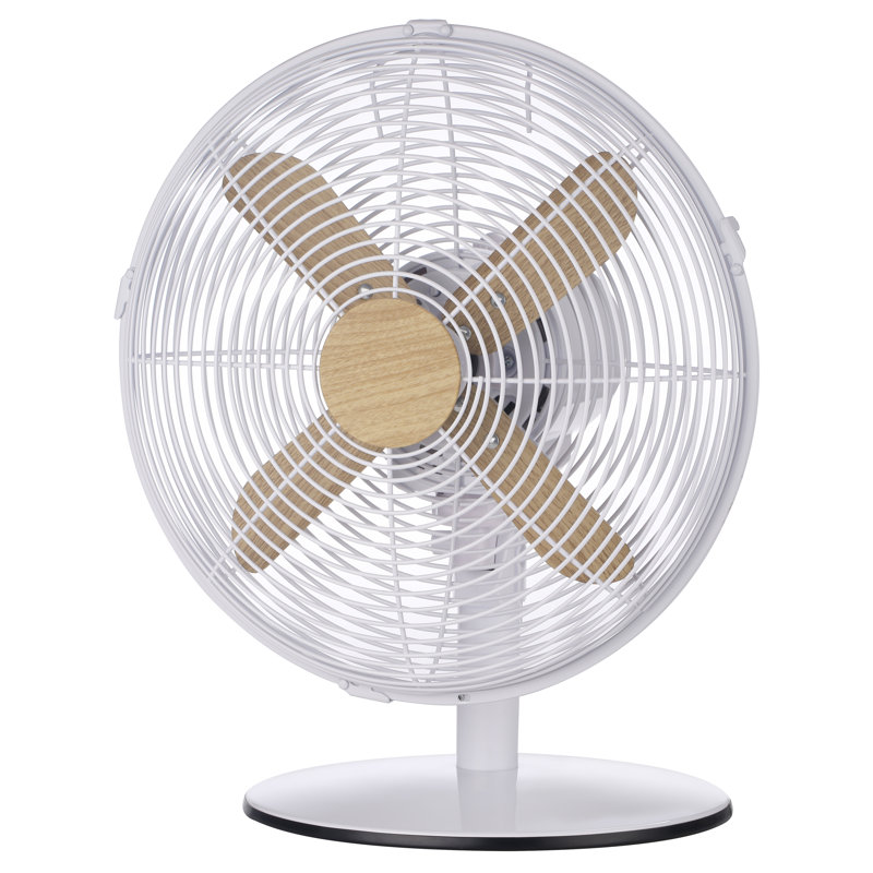 Russell Hobbs RHMDF1201WDW 12" White Scandi Style Desk Fan, White/Brown