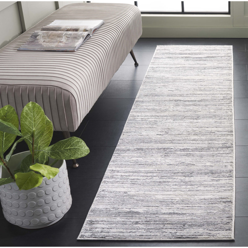 Tapis gris / ivoire Hanna 117, Tapis de couloir 2 pi x 8 pi