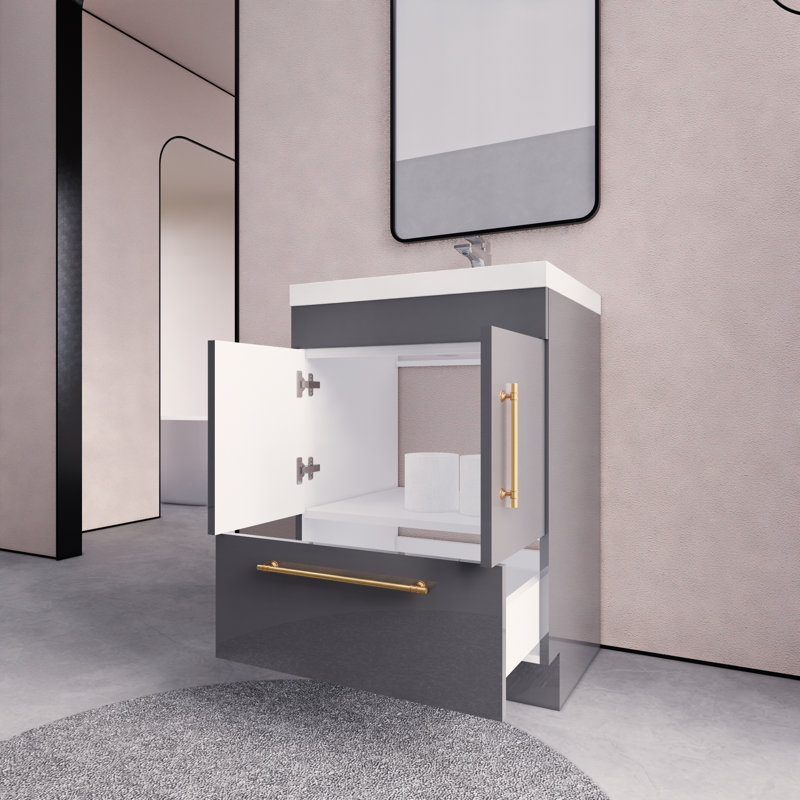 Meuble-lavabo simple Spring, Gris
