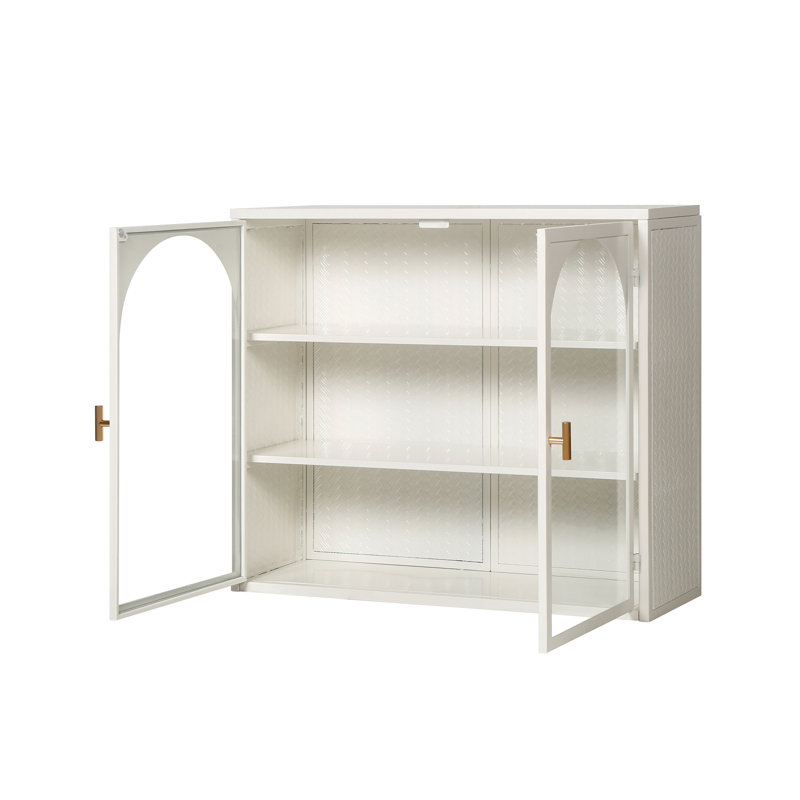 Buffet de cuisine, buffet de cuisine, armoire murale avec portes en verre, Blanc
