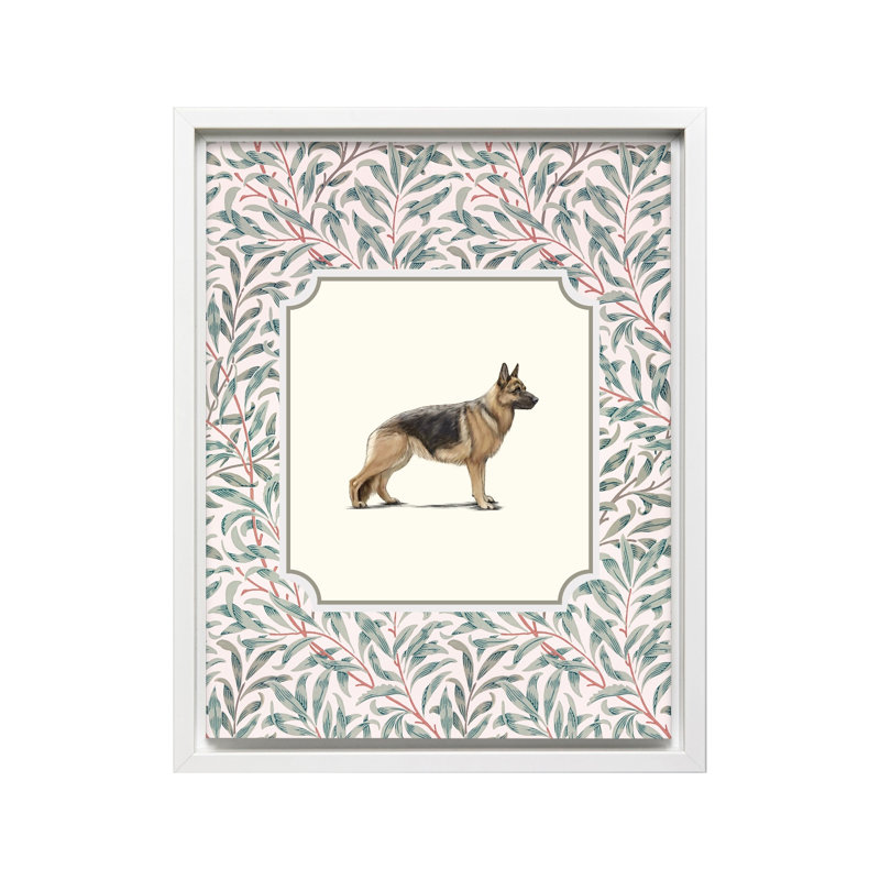 Berger allemand, Canvas, 12"H x 16"W, White Framed
