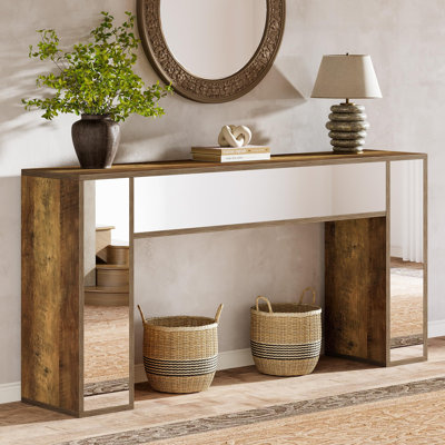63-Inch Farmhouse Mirrored Console Table