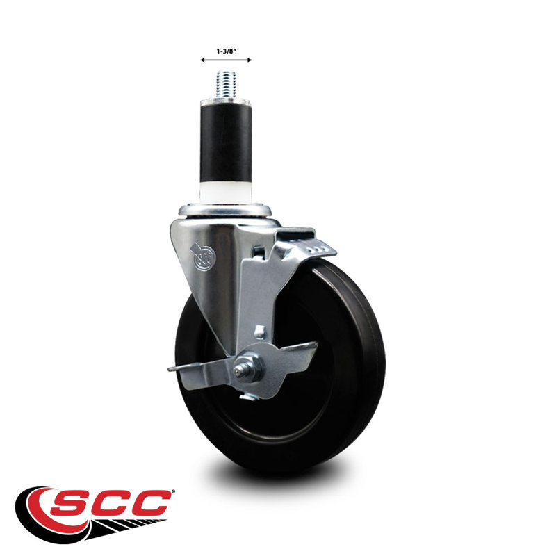 Roulettes extensibles en caoutchouc souple de 1 3/8 po avec frein SCC