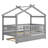 Wooden House Bed with Trundle-126131861-126131857