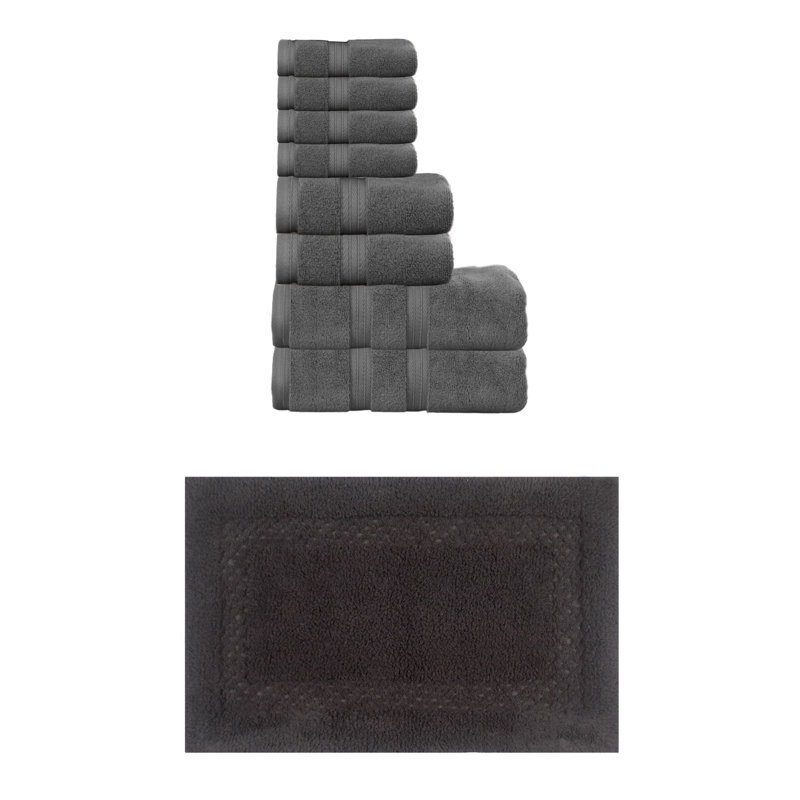Bublitz Classy Bath Mat 100% Soft Cotton Bath Towel Set & Bath Rug, Ivory, 2 Piece Towel Set & 1 Piece 17"x24" Bath Rug