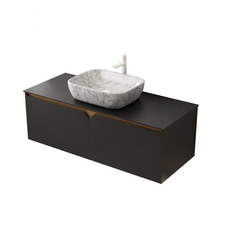 Bathroom Vanity&Sink, Black, 48"