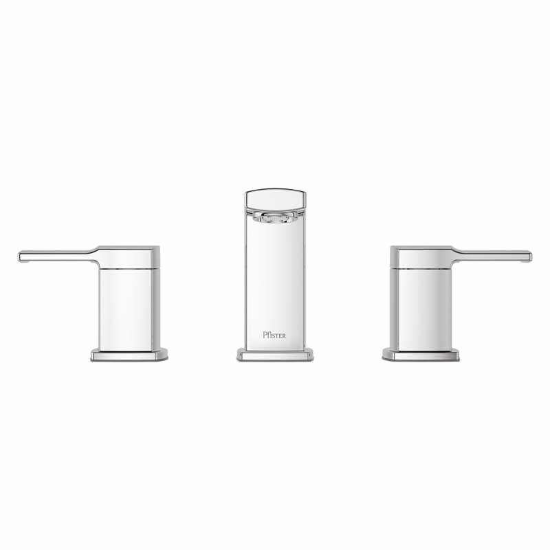 Robinet de salle de bain à large entraxe avec drain Deckard, Chrome poli