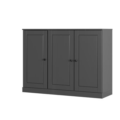 100% Solid Wood Shoe Storage Cabinet with Raised Panel Doors, Adjustable Shelves, Space Saving Modular Entryway Organizer, 48.5" W x 35.75" H