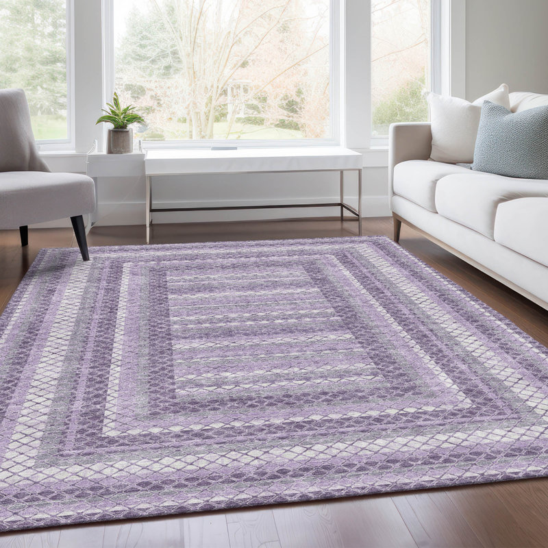 Tapis lavande lavable à la machine intérieur / extérieur Xhevrie, Rectangle 10 pi x 14 pi